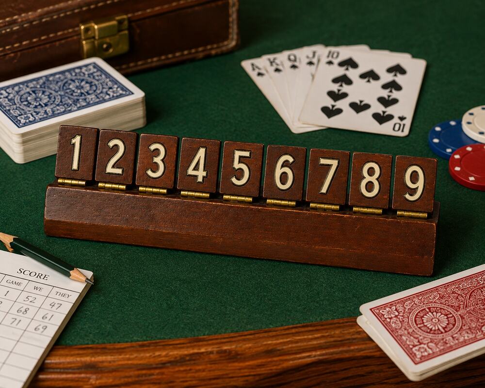 Vintage Wooden 1-9 Flip Number Game Scorekeeper Counter
